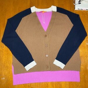 Vilagallo For Anthropologie Wool Colorblock Cardigan Sweater